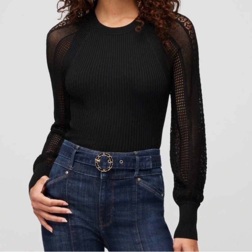 WHBM | Novelty Stitch Blouson Ribbed Pullover Sweater